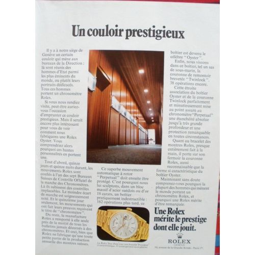 Publicité Ancienne (Octobre 1970) Pour Les Montres "Rolex" - 10 Avenue De La Grande Armée À Paris