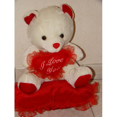 Ours Assis Sur Un Coeur H 40 Cm