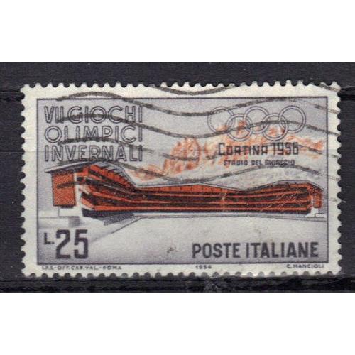 Italie 1956 : Jeux Olympiques De Cortina D'ampezzo : Stade De Patinage - Timbre Oblitéré