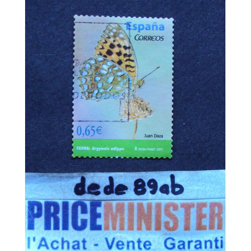 Espagne.. 0.65e Espana Correos . Papillon : Argynnis Adippe (Juan Daza) . Oblitéré.
