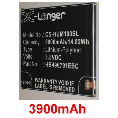 Batterie Pour Huawei Ascend Mate, Mt1-U0, 89.57 X 66.61 X 4.33 Mm, Ean: 4894128080251, P/N: Hb496791ebc, Li-Pol **3900mah**