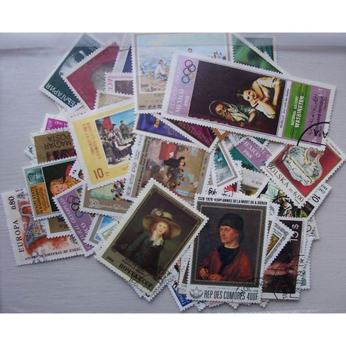 Lot  90  Timbres Et 2  Blocs Peintures, Objets Arts  Monde