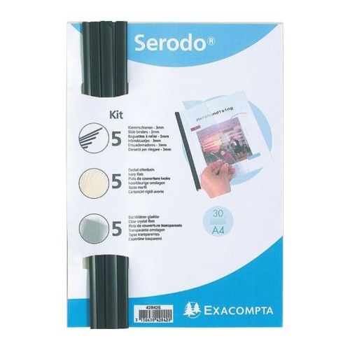 Exacompta Kit De Reliure Manuelle Pour 5 Dossiers Serodo Noir Coloris Ivoire/Transp