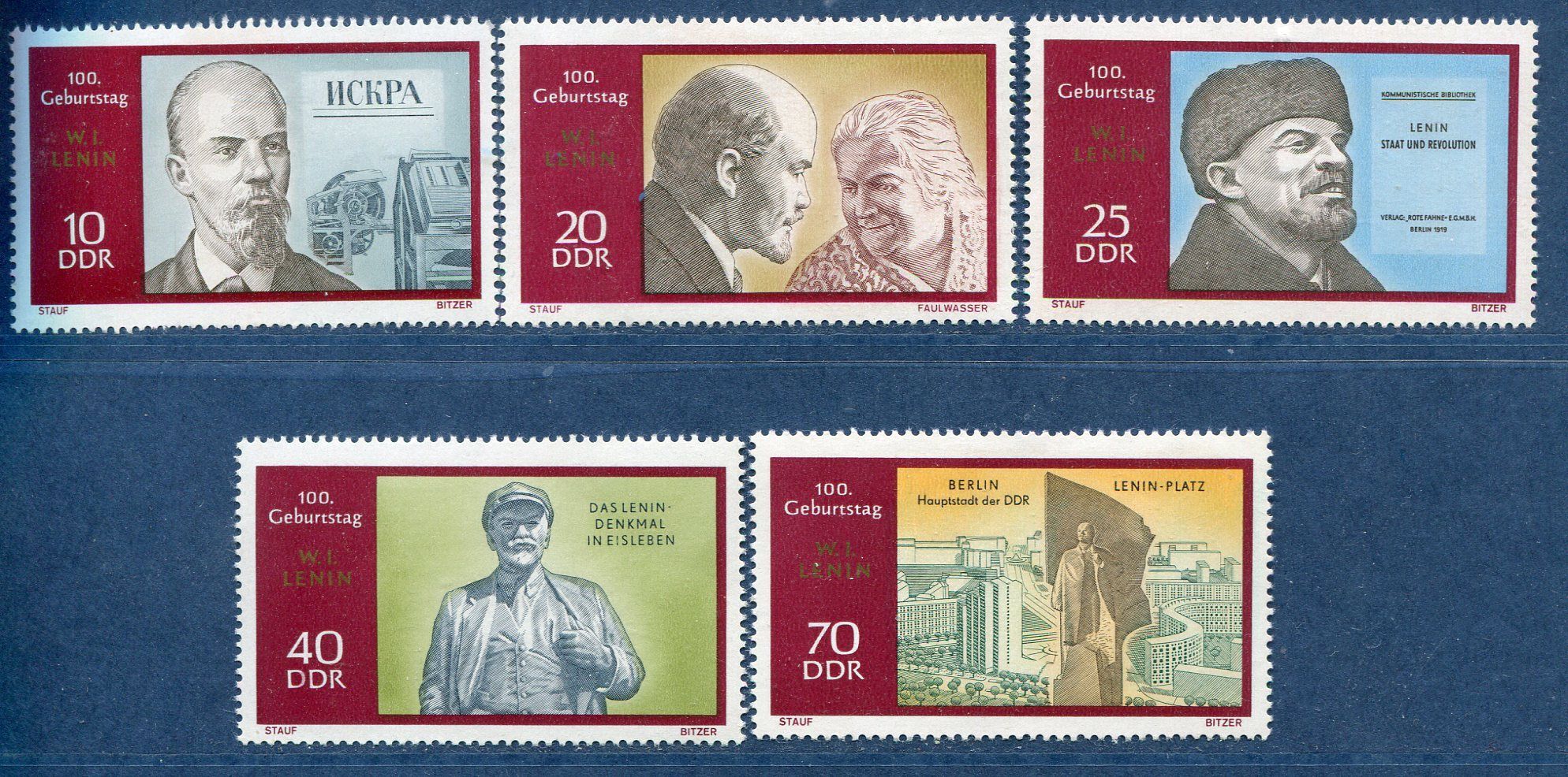 Allemagne Année 1970 D D R N° 1250 1251 1252 1253 1254 Neufs** Cent...