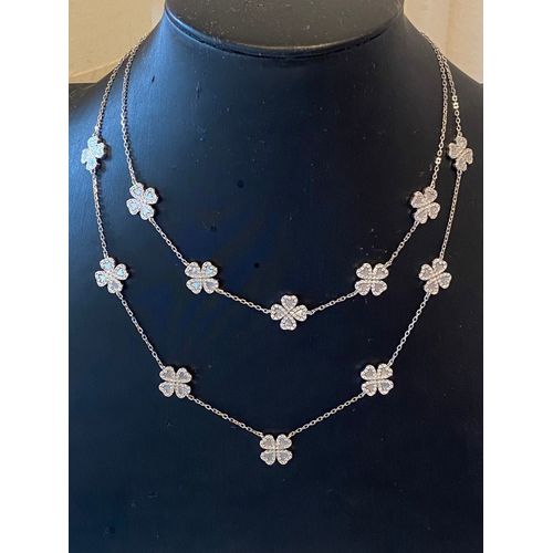 Collier Double Rang Nacre Blanche Argent 925/1000eme