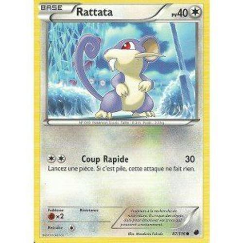 Nintendo - Carte Pokémon 87/116 Rattata Noir Blanc Glaciation Plasma Vf Neuve