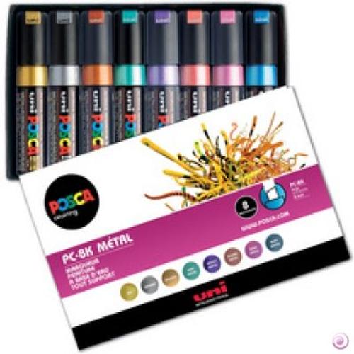 Posca Pc-8k, Étui De 8 Métalliques - Uni-Ball