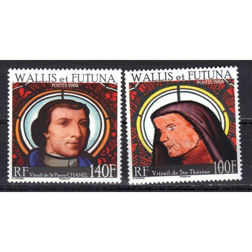 Wallis Et Futuna 2008 : Art Religieux : Vitraux De L'église De Lano : Saint Pierre Chanel (1803-1841) / Sainte Thérèse - Série Entière De 2 Timbres Neufs **