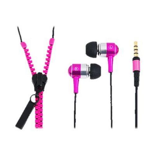 LogiLink "Zipper" Stereo In-Ear Headset - Micro-casque - intra-auriculaire - filaire - rose néon