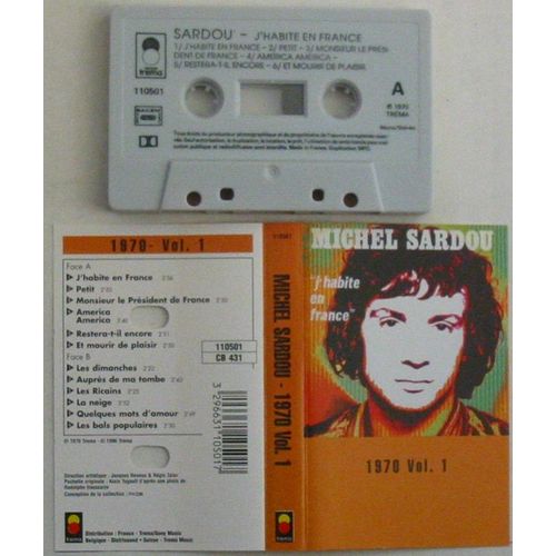 Michel Sardou 1970 Vol 1 J'habite En France Cassette Audio