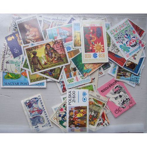 Lot 80 Timbres Enfants Tous Pays