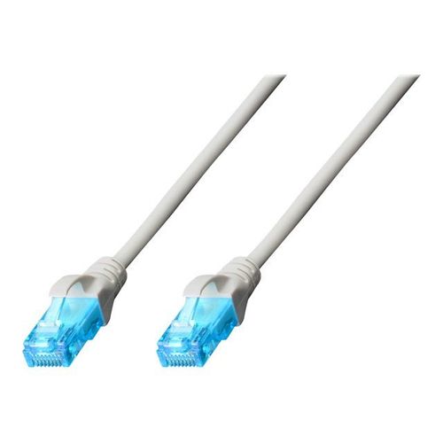 DIGITUS - Cordon de raccordement - RJ-45 (M) pour RJ-45 (M) - 25 cm - UTP - CAT 5e - démarré, sans crochet - gris
