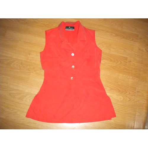 Tunique Style "Saharienne" Couleur Corail-Orangé - Esprit De Mode - Taille 38