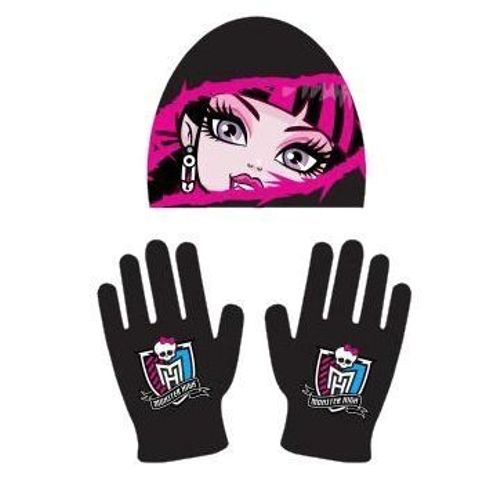 Monster High /Set Bonnet+Gants Noirs Et Visage Pour Enfant Taille Unique/Neuf