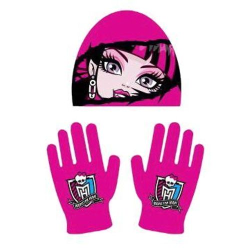 Monster High /Set Bonnet+Gants Roses Et Visage Pour Enfant Taille Unique/Neuf