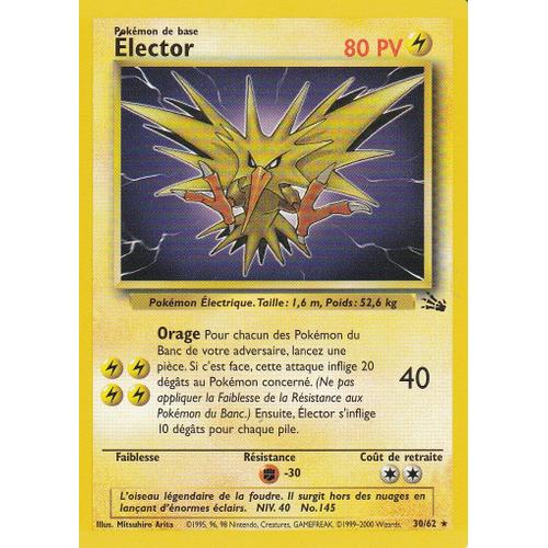 Carte Pokemon Elector 30 62 Rare Edition Fossile Version Francaise Rakuten