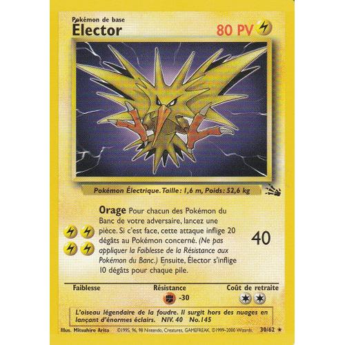 Carte Pokemon - Elector  - 30/62 - Rare - Edition Fossile - Version Francaise -