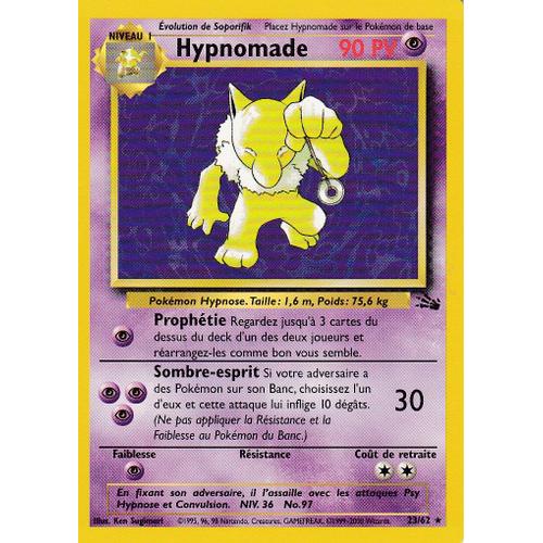 Carte Pokemon - Hypnomade - 23/62 - Rare - Edition Fossile - Version Francaise -