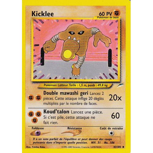 Carte Pokemon - Kicklee - 42/105 - Edition Neo Destiny - Version Francaise -