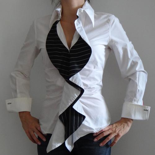 Chemise Miss Sixty - Blanc Et Noir - Volants - Taille S