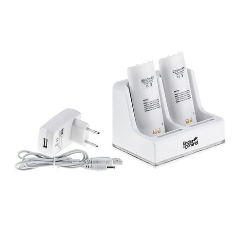 Station De Charge Secteur Pour Télécommande Wii/Wii U -  Batteries Offertes - Blanches