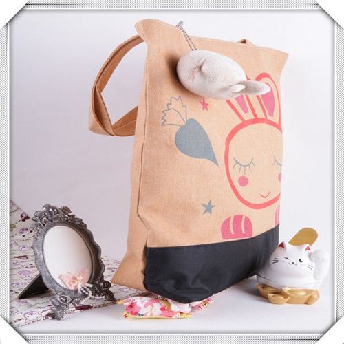 Cabas Fourre-Tout Sac À Main Accessoires En Toile Lapin Orange Girly Mignon Kawaii Cosplay Cours Sortie Soirée Boutique Déguisement Paris Black Sugar