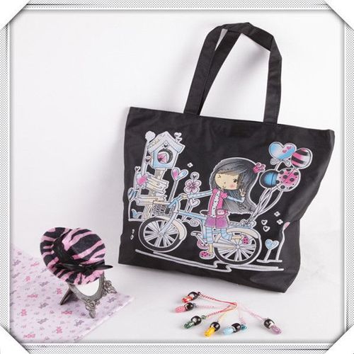 Cabas Fourre-Tout Sac À Main En Toile Vélo Love Girly Mignon Kawaii Cosplay Cours Sortie Soirée Boutique Déguisement Paris Black Sugar