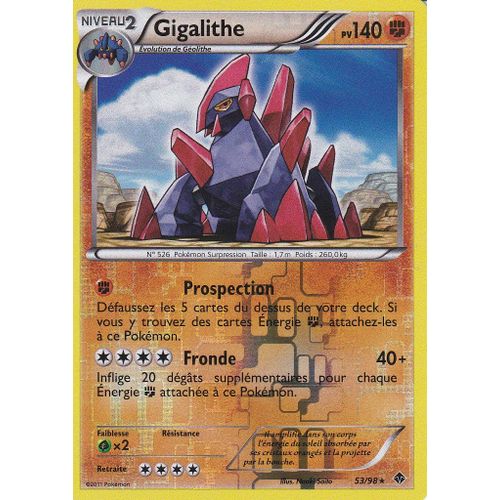 Carte Pokemon - Gigalithe - 53/98 - Holo Reverse - 140 Pv - Povoirs Emergents -