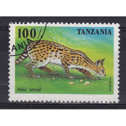 Tanzanie 1996 : Félin Sauvage : Felus Serval - Timbre 100 S. Oblitéré