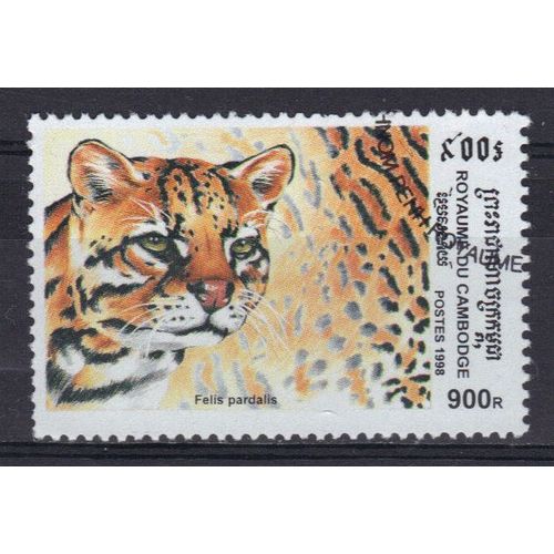 Cambodge 1998 : Faune : Félin Sauvage : Felis Pardalis - Timbre 900 R. Oblitéré
