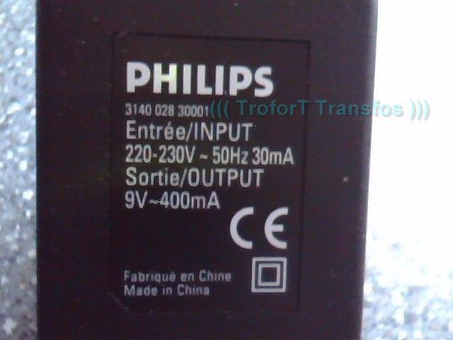 Transformateur Philips 230V / 9V ~ 400mA