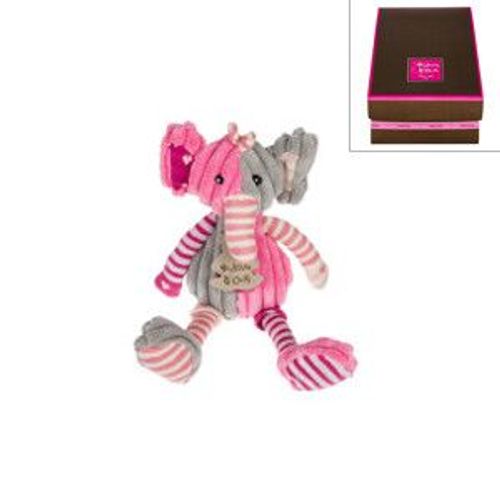 Doudou Peluche Eléphant Elefant Doudou Et Compagnie Histoire D'ours Bric À Brac 21 Cm Gris Rose Rayé Velour 21 Cm Pantin Ho2158