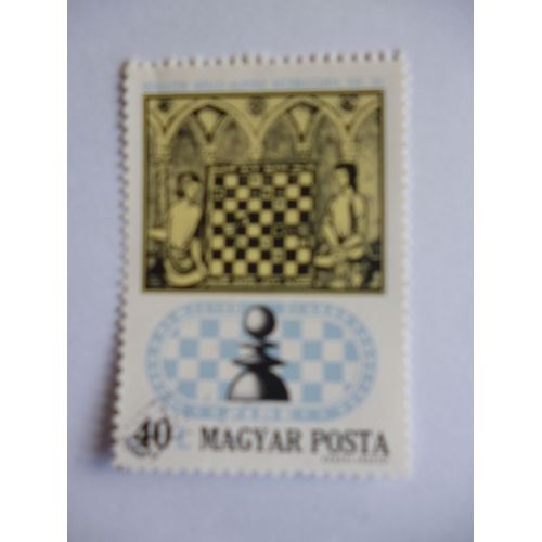 Timbre "Magyar Posta :Miniature Du 13ème Siècle :Jeu D'échecs."