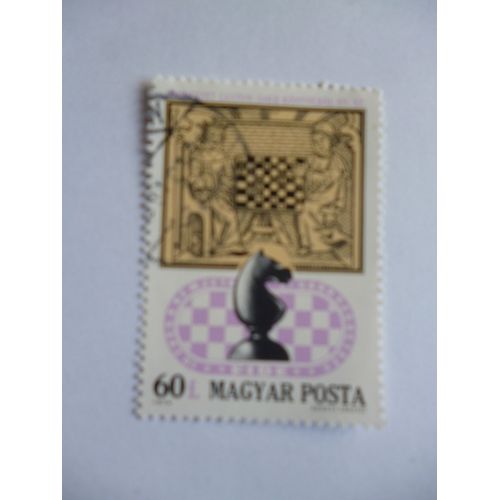 Timbre "Magyar Posta :Miniature Du 15 Ème Siècle :Jeu D'échecs".