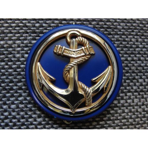 Insigne De Béret Tdm (Troupes De Marine) Avec Son Macaron Bleu Marine