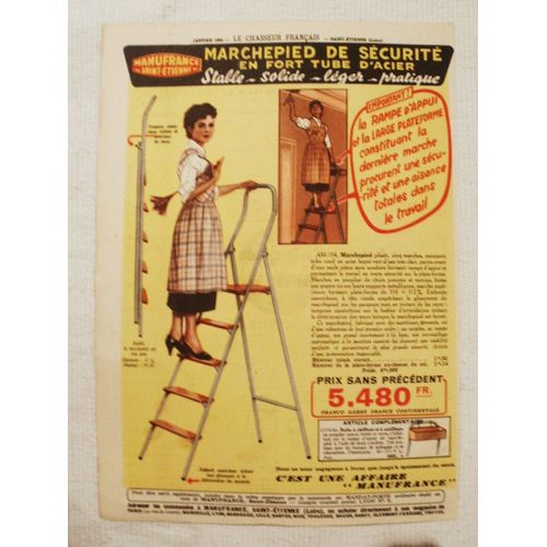 Publicité Ancienne (Janvier 1954) Pour Le Marchepied (Escabeau) Pliable Manufrance