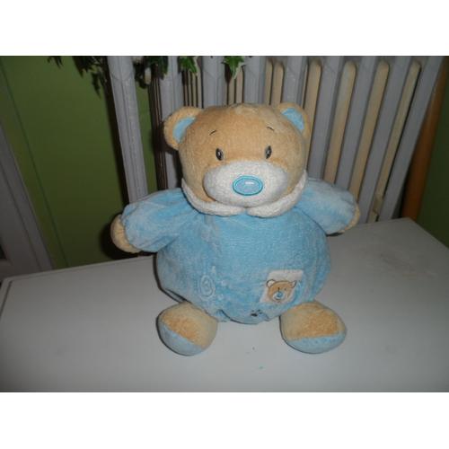 Doudou Boule Tete Grelo De Marque Bebe Reve De Couleur Bleu Ciel Tete Marron Broderi Ours Rakuten