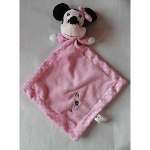 Doudou Plat Disney Souris Minnie Nicotoy Rose Pois