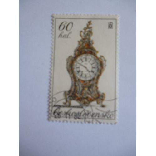 Timbre "Tchécoslovaquie :Pendule