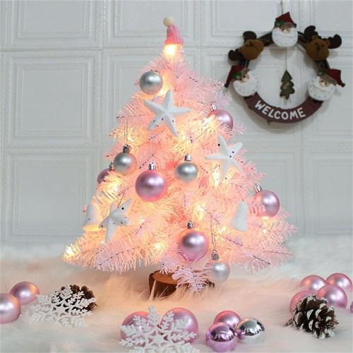 Sapin De Noël Artificiel Rose Avec Boules Et Lumières Led, Mini Sapin De Noël Pour Décorations De Noël, Maison, Table À Manger-Rapanda