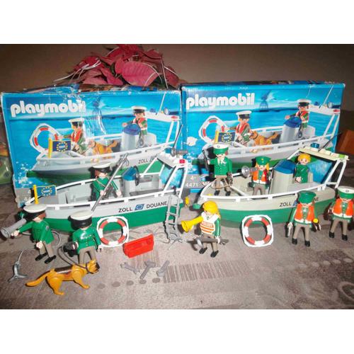 Playmobils : Lot De 2 Bateaux De Douane + Policiers Etc