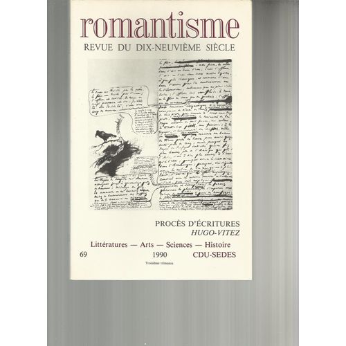 Romantisme N°69 - Revue Du 19è Siècle : Hugo Vitez