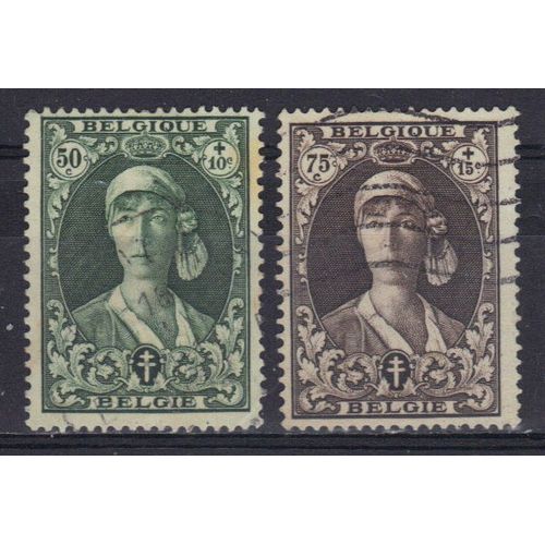 Belgique 1931 : Au Profit D'oeuvres Antituberculeuses : Effigie De La Reine Elisabeth - Série De 2 Timbres Oblitérés