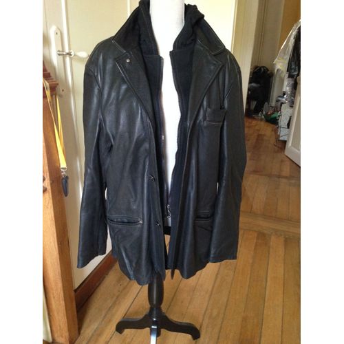 Blouson Cuir Armani Noir Taille 48