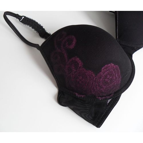 Soutien-Gorge Push Up. Noir Et Violet. Vera. Taille 80 B