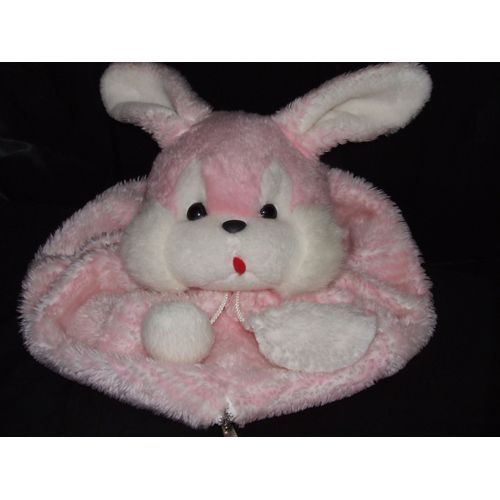 Lapin Doudou Range Pyjama Nounours Rose Blanc Rond Peluche De 33 Cm