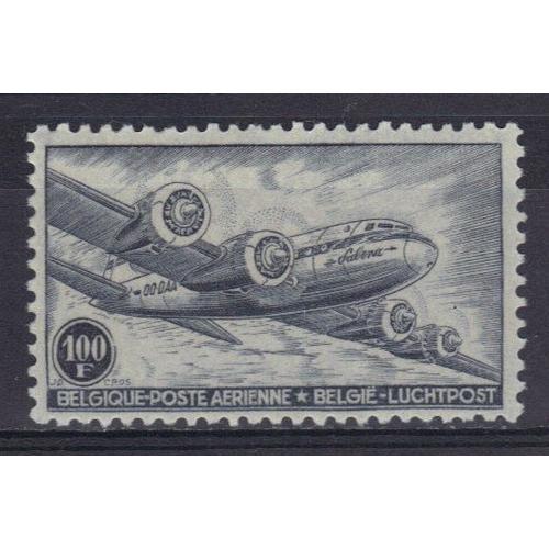 Belgique 1946 Poste Aerienne : Avion Douglas Dc-4 - Timbre 100 F. Gris-Noir  Neuf * Cote 6 