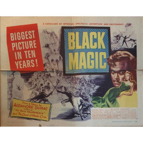 Cagliostro/ Black Magic - 1949 - Affiche Originale Americaine Pliee 55 X70 - Orson Welles - Alexandre Dumas -  Magie