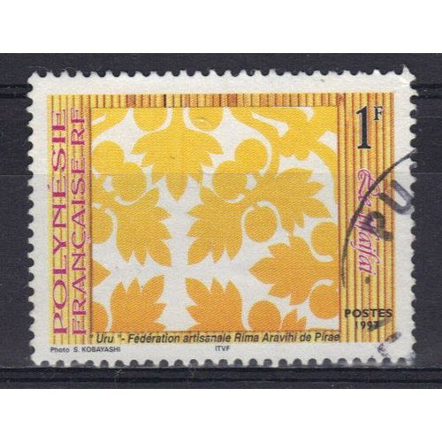 Polynesie 1997 : Le Tifaifai : Le Uru Et Sa Feuille (Fédération Artisanale Rima Aravihi De Pirae) - Timbre Oblitéré