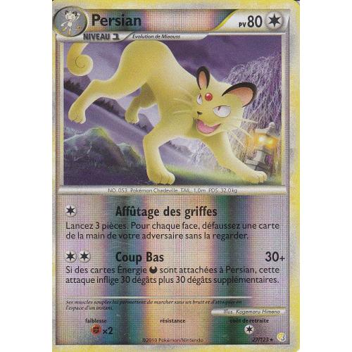 Carte Pokemon - Persian - 27/123 - Holo Reverse - Heartgold Soulsilver - Version Francaise -